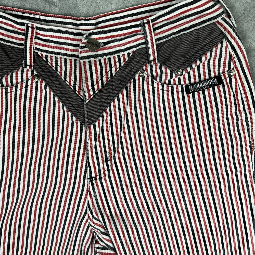 VTG Rough Rider Red Black Pin Striped Jeans‎ Women Sz 9/10 Western Cowgirl 90s